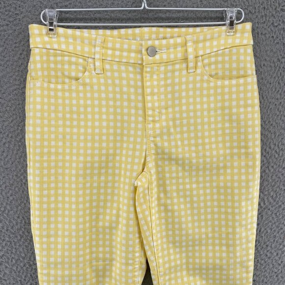 Chicos Jeans Womens 00 US 2 Yellow Check Perfect Stretch Girlfriend Slim Ankle - Picture 2 of 12